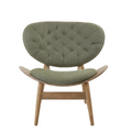 Vinsi Armchair | Green Velvet Chair with Grey Elm Wood Frame