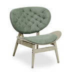 Vinsi Armchair | Green Velvet Chair with Grey Elm Wood Frame