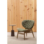 Vinsi Armchair | Green Velvet Chair with Grey Elm Wood Frame
