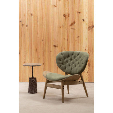 Vinsi Armchair | Green Velvet Chair with Grey Elm Wood Frame