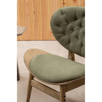 Vinsi Armchair | Green Velvet Chair with Grey Elm Wood Frame