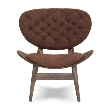 Vinsi Armchair | Brown Velvet Chair with Dark Elm Wood Frame