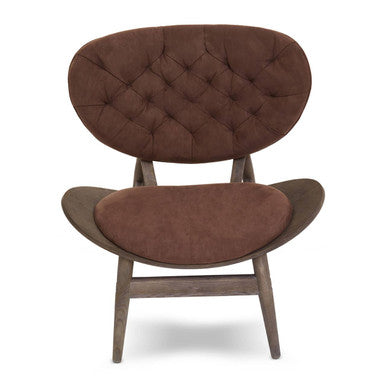 Vinsi Armchair | Brown Velvet Chair with Dark Elm Wood Frame