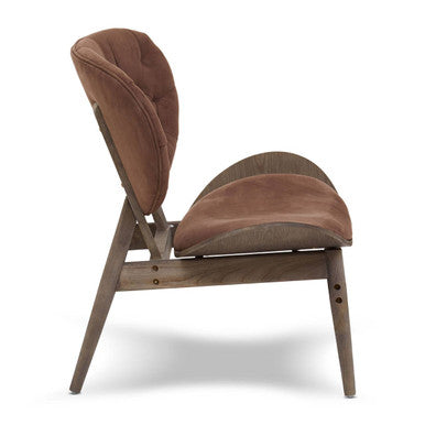 Vinsi Armchair | Brown Velvet Chair with Dark Elm Wood Frame