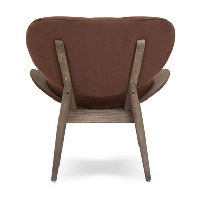 Vinsi Armchair | Brown Velvet Chair with Dark Elm Wood Frame