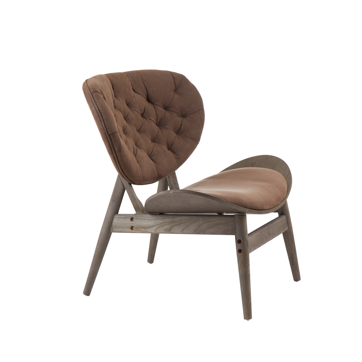 Vinsi Armchair | Brown Velvet Chair with Dark Elm Wood Frame