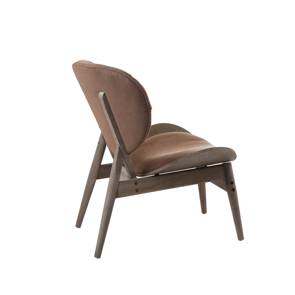Vinsi Armchair | Brown Velvet Chair with Dark Elm Wood Frame