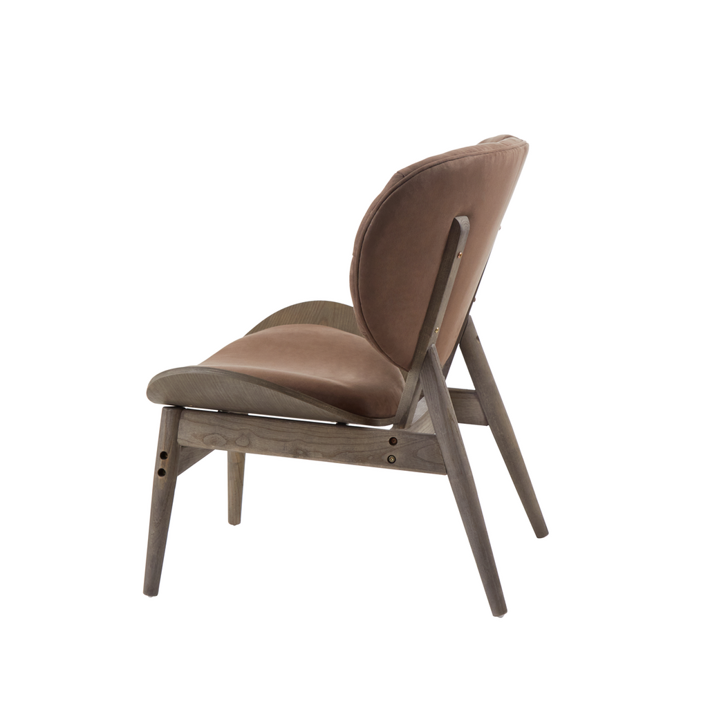 Vinsi Armchair | Brown Velvet Chair with Dark Elm Wood Frame