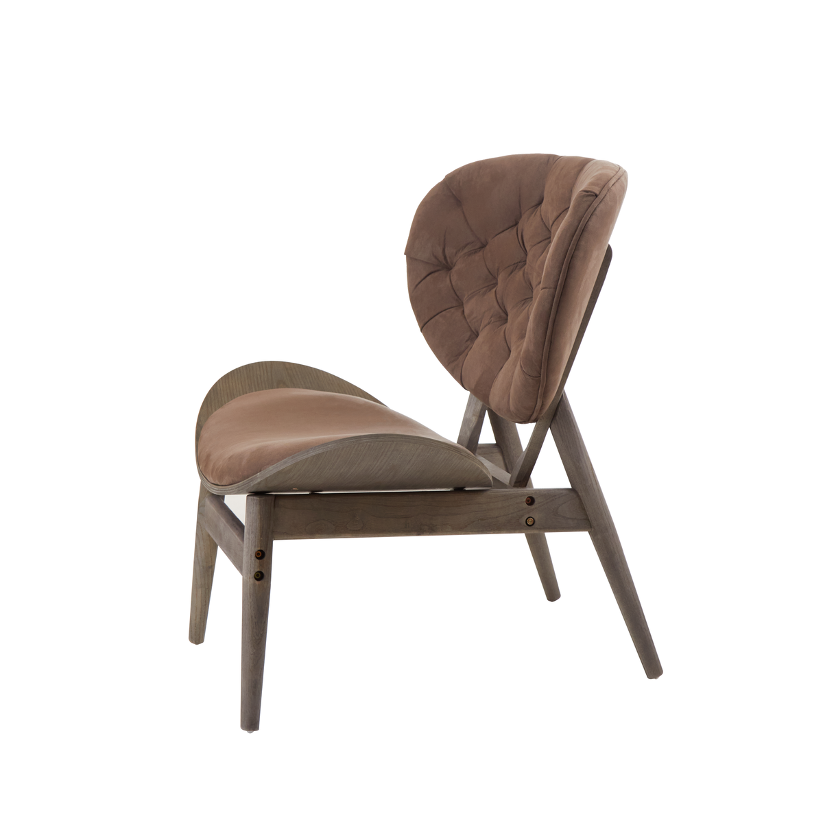 Vinsi Armchair | Brown Velvet Chair with Dark Elm Wood Frame
