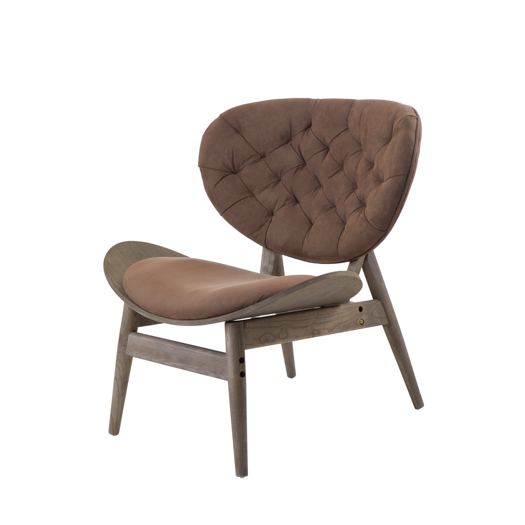 Vinsi Armchair | Brown Velvet Chair with Dark Elm Wood Frame