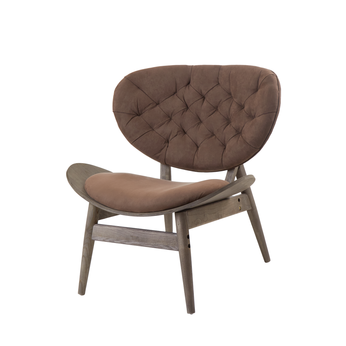 Vinsi Armchair | Brown Velvet Chair with Dark Elm Wood Frame