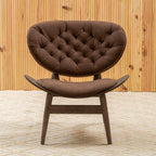Vinsi Armchair | Brown Velvet Chair with Dark Elm Wood Frame