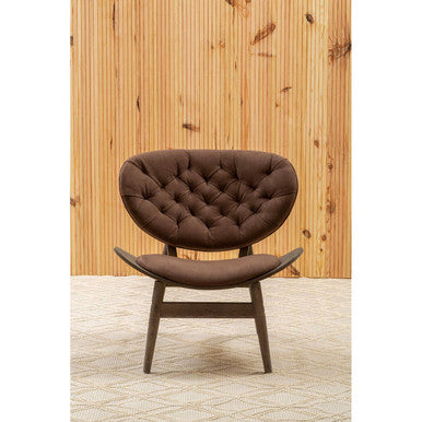Vinsi Armchair | Brown Velvet Chair with Dark Elm Wood Frame