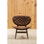 Vinsi Armchair | Brown Velvet Chair with Dark Elm Wood Frame