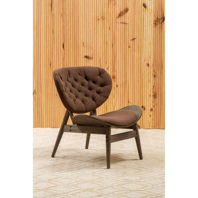 Vinsi Armchair | Brown Velvet Chair with Dark Elm Wood Frame