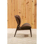 Vinsi Armchair | Brown Velvet Chair with Dark Elm Wood Frame