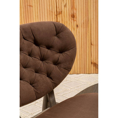 Vinsi Armchair | Brown Velvet Chair with Dark Elm Wood Frame