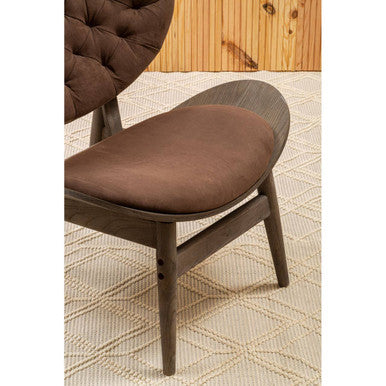 Vinsi Armchair | Brown Velvet Chair with Dark Elm Wood Frame