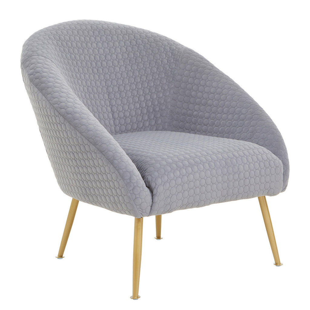 Tania Accent Chair | Grey Velvet Statement Chair with Gold Finish Legs