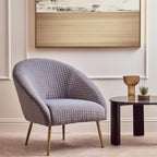 Tania Accent Chair | Grey Velvet Statement Chair with Gold Finish Legs