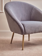 Tania Accent Chair | Grey Velvet Statement Chair with Gold Finish Legs