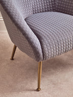 Tania Accent Chair | Grey Velvet Statement Chair with Gold Finish Legs