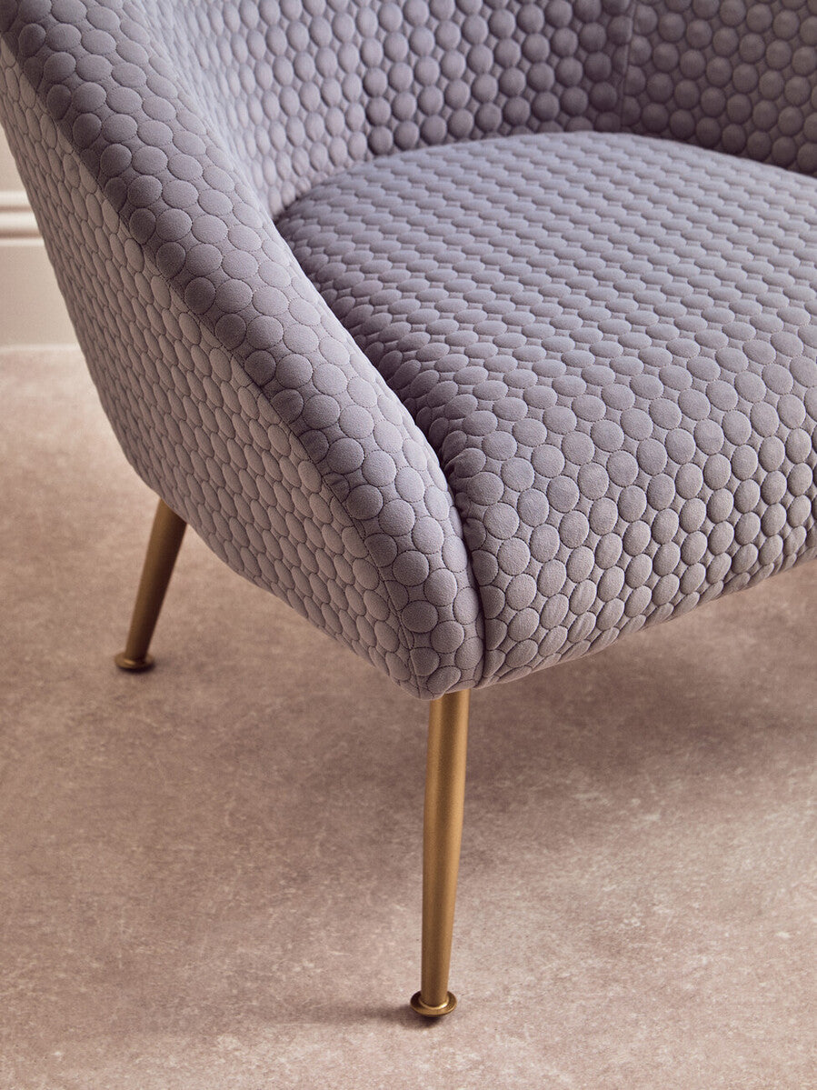 Tania Accent Chair | Grey Velvet Statement Chair with Gold Finish Legs