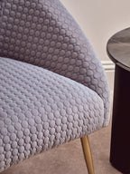Tania Accent Chair | Grey Velvet Statement Chair with Gold Finish Legs