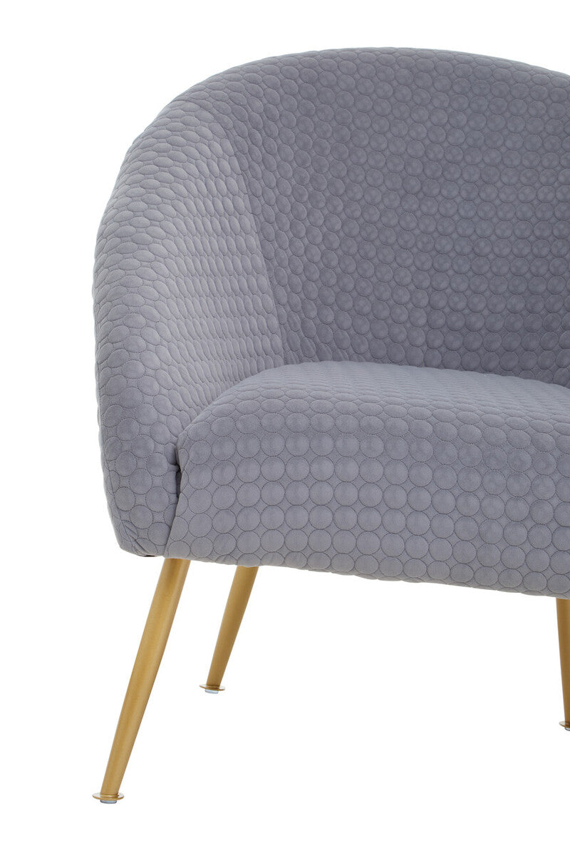 Tania Accent Chair | Grey Velvet Statement Chair with Gold Finish Legs