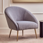 Tania Accent Chair | Grey Velvet Statement Chair with Gold Finish Legs