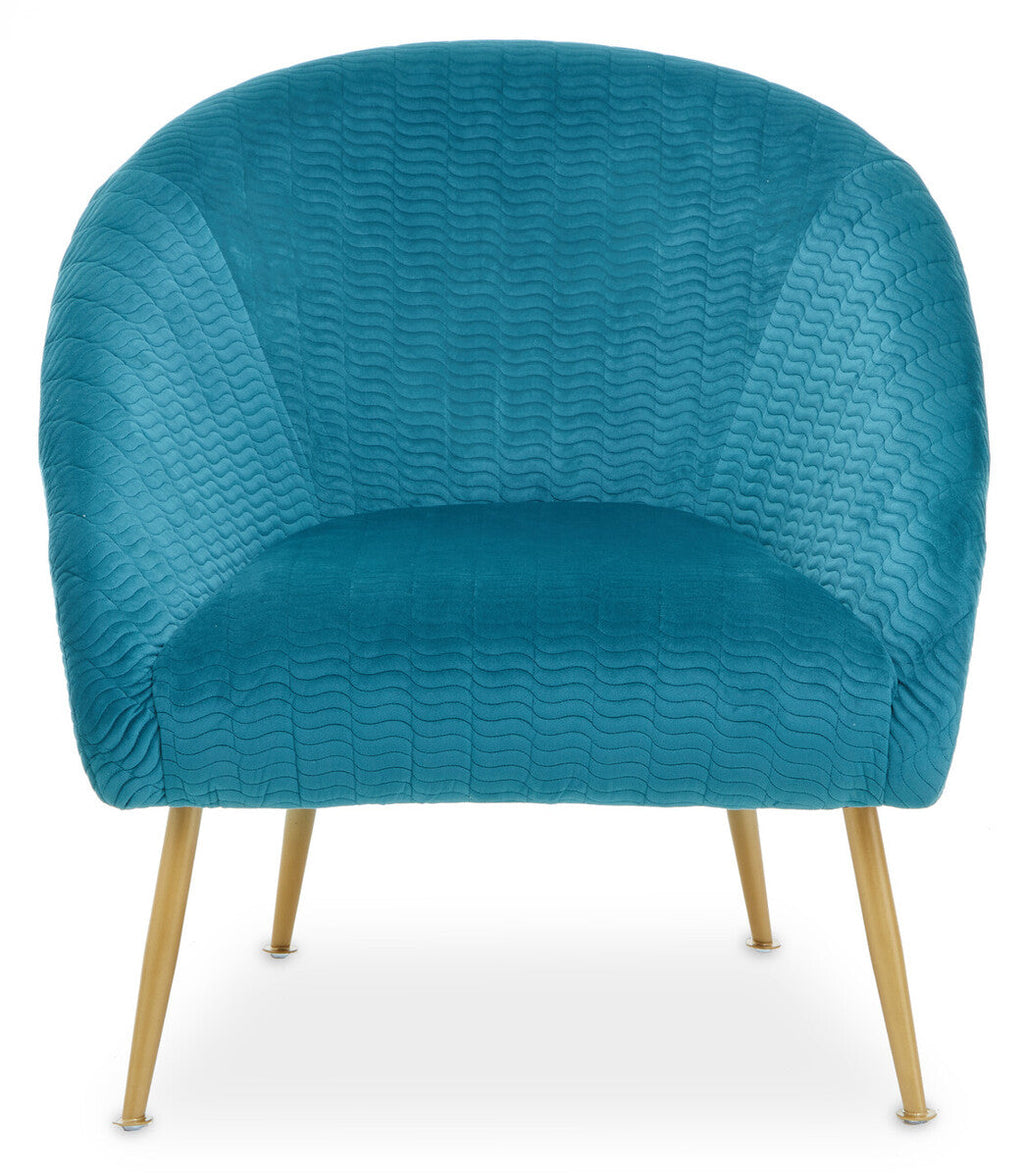 Tania Accent Chair | Blue Velvet Statement Chair with Gold Finish Legs