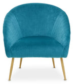 Tania Accent Chair | Blue Velvet Statement Chair with Gold Finish Legs