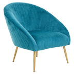 Tania Accent Chair | Blue Velvet Statement Chair with Gold Finish Legs