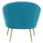 Tania Accent Chair | Blue Velvet Statement Chair with Gold Finish Legs