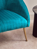 Tania Accent Chair | Blue Velvet Statement Chair with Gold Finish Legs