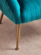 Tania Accent Chair | Blue Velvet Statement Chair with Gold Finish Legs
