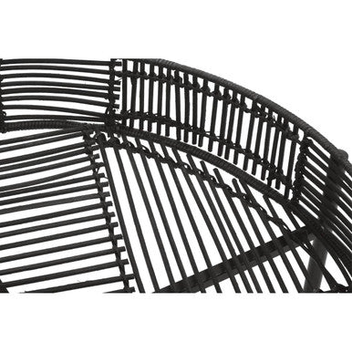 Batu Side Table Set | Black Rattan and Metal Set of 2 Side Tables