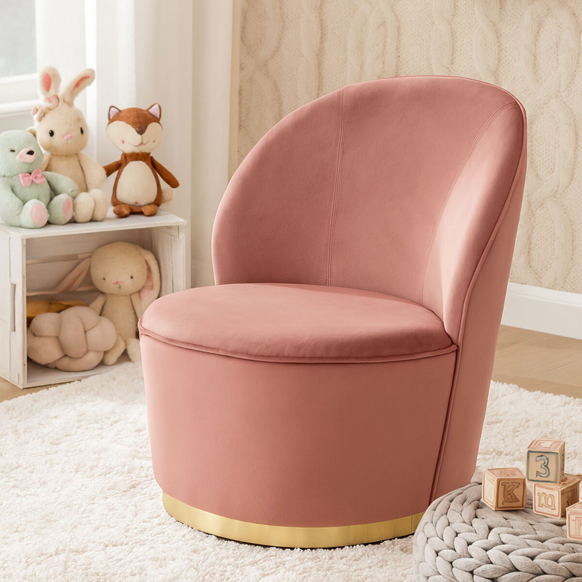 Tamra Kids Tub Chair | Dusty Pink Velvet Kids Tub Chair