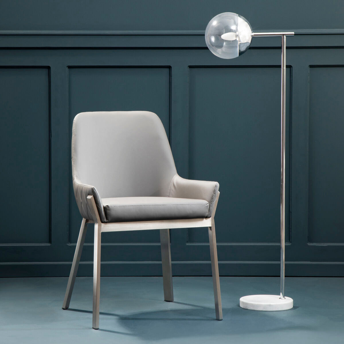 Gilden Dining Chair | Grey Leather Effect Dining Chair