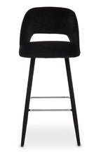 Warren Bar Chair | Black Velvet Bar Chair with Silver Finish Footrest