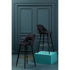 Warren Bar Chair | Black Velvet Bar Chair with Silver Finish Footrest
