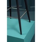 Warren Bar Chair | Black Velvet Bar Chair with Silver Finish Footrest