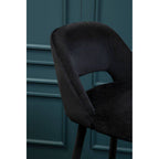 Warren Bar Chair | Black Velvet Bar Chair with Silver Finish Footrest