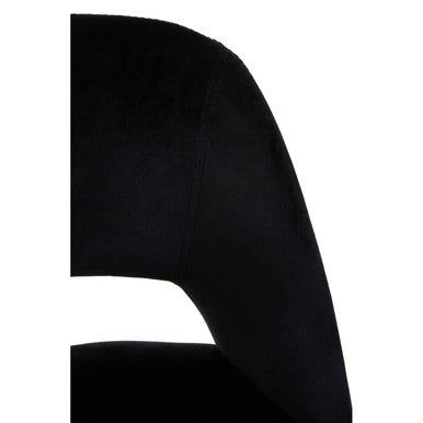 Warren Bar Chair | Black Velvet Bar Chair with Silver Finish Footrest