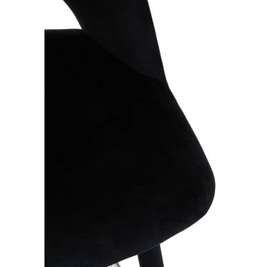 Warren Bar Chair | Black Velvet Bar Chair with Silver Finish Footrest