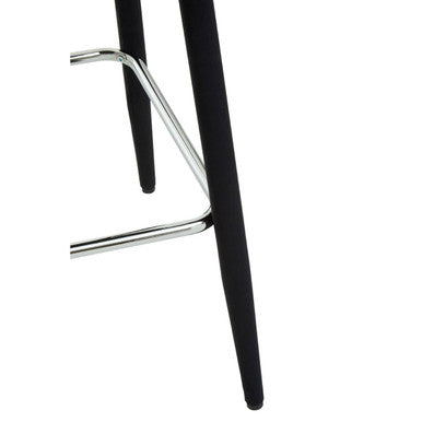 Warren Bar Chair | Black Velvet Bar Chair with Silver Finish Footrest