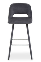 Warren Bar Chair | Grey Velvet Bar Chair with Silver Finish Footrest