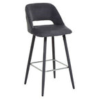 Warren Bar Chair | Grey Velvet Bar Chair with Silver Finish Footrest