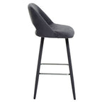 Warren Bar Chair | Grey Velvet Bar Chair with Silver Finish Footrest
