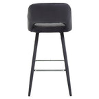 Warren Bar Chair | Grey Velvet Bar Chair with Silver Finish Footrest